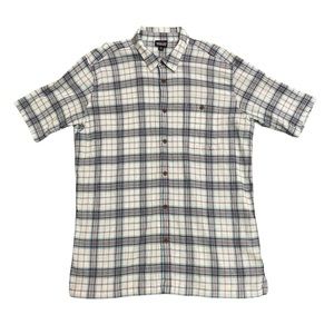 Patagonia Blue White Plaid Button Front Short Sleeve Shirt STY 52921